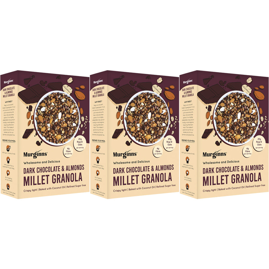 Dark Chocolate and Almonds Millet Granola, 350g.
