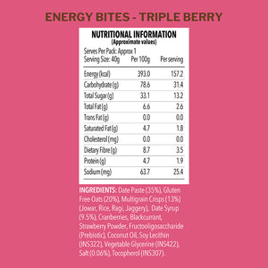 Triple Berry Energy Bites, 6 x 40gm packs