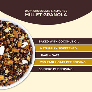 Dark Chocolate and Almonds Millet Granola, 350g